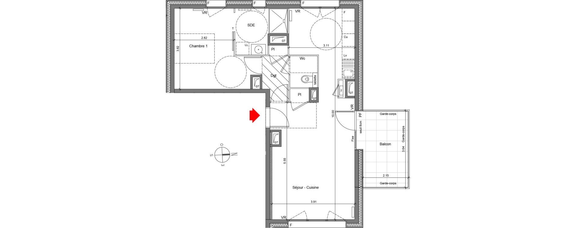 Appartement T2 de 53,70 m2 &agrave; Grenoble Berriat