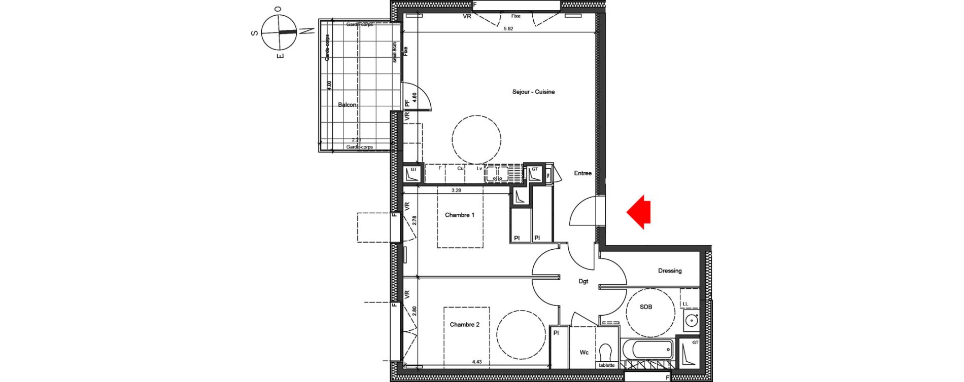 Appartement T3 de 72,41 m2 &agrave; Grenoble Berriat