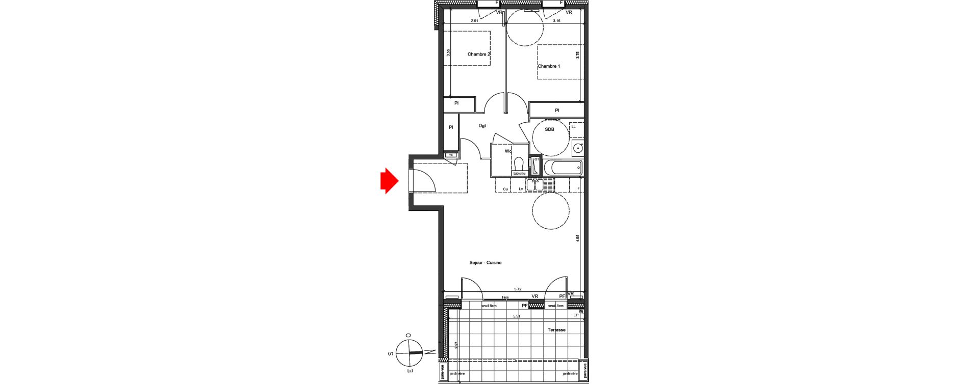 Appartement T3 de 67,66 m2 &agrave; Grenoble Berriat