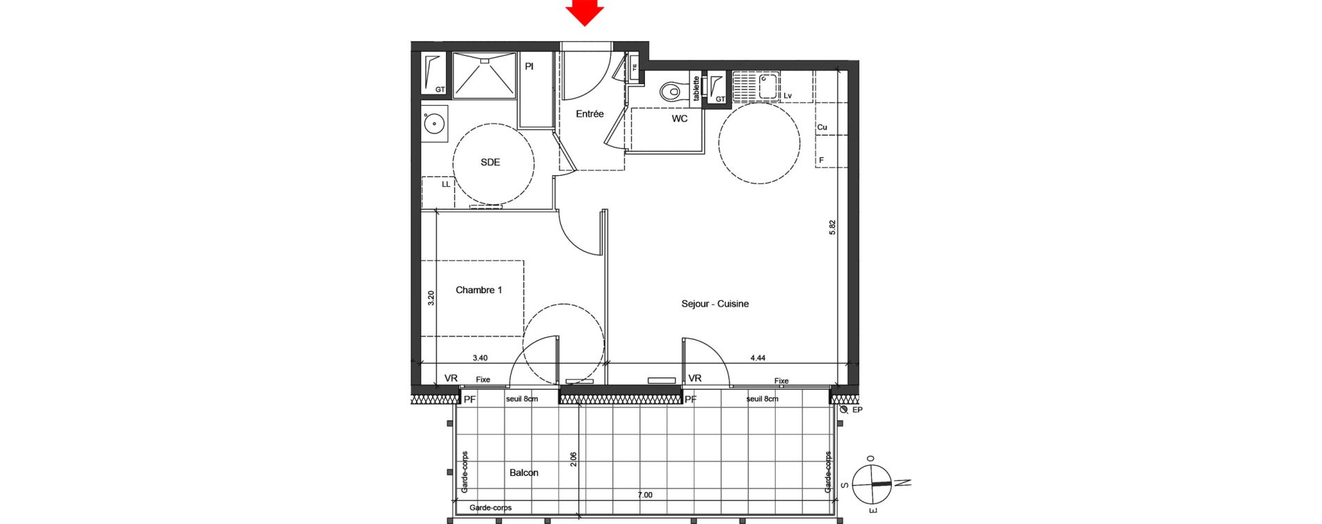 Appartement T2 de 45,32 m2 &agrave; Grenoble Berriat