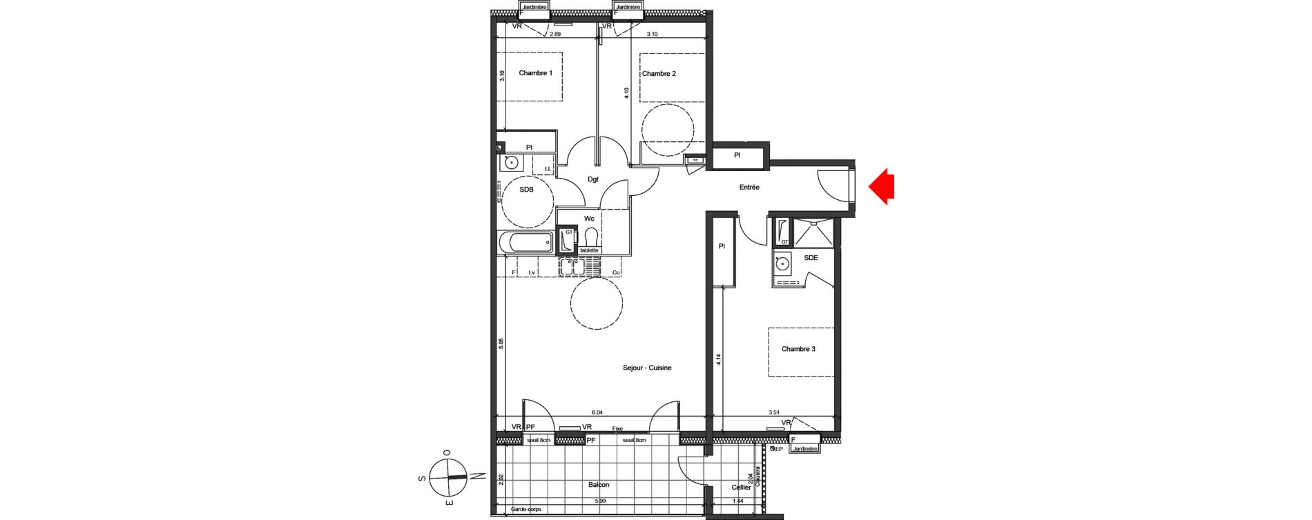 Appartement T4 de 95,02 m2 &agrave; Grenoble Berriat