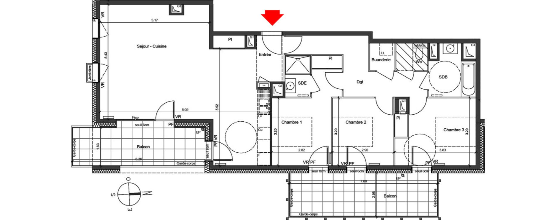Appartement T4 de 98,28 m2 &agrave; Grenoble Berriat