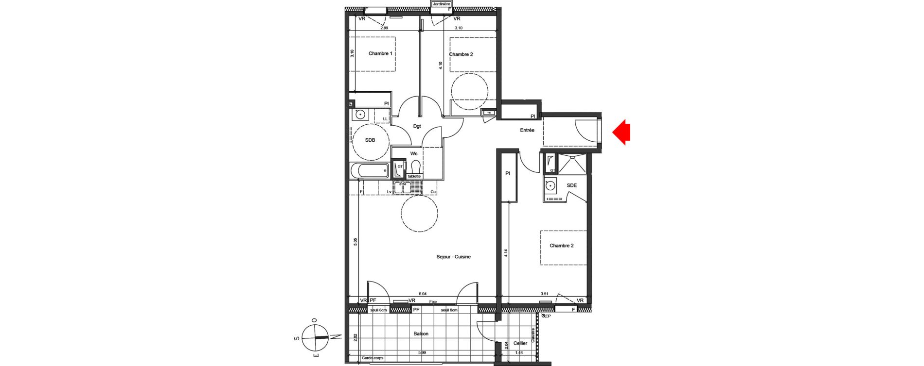 Appartement T4 de 96,02 m2 &agrave; Grenoble Berriat