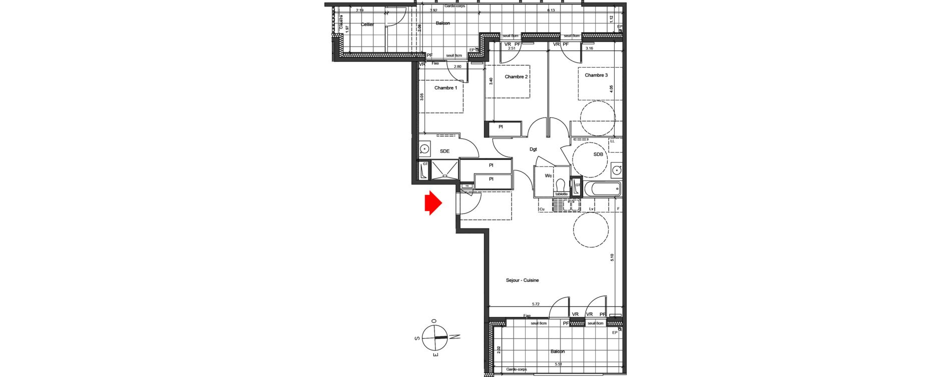 Appartement T4 de 82,02 m2 &agrave; Grenoble Berriat