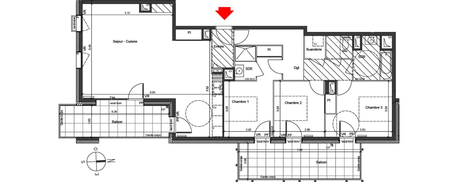 Appartement T4 de 98,28 m2 &agrave; Grenoble Berriat