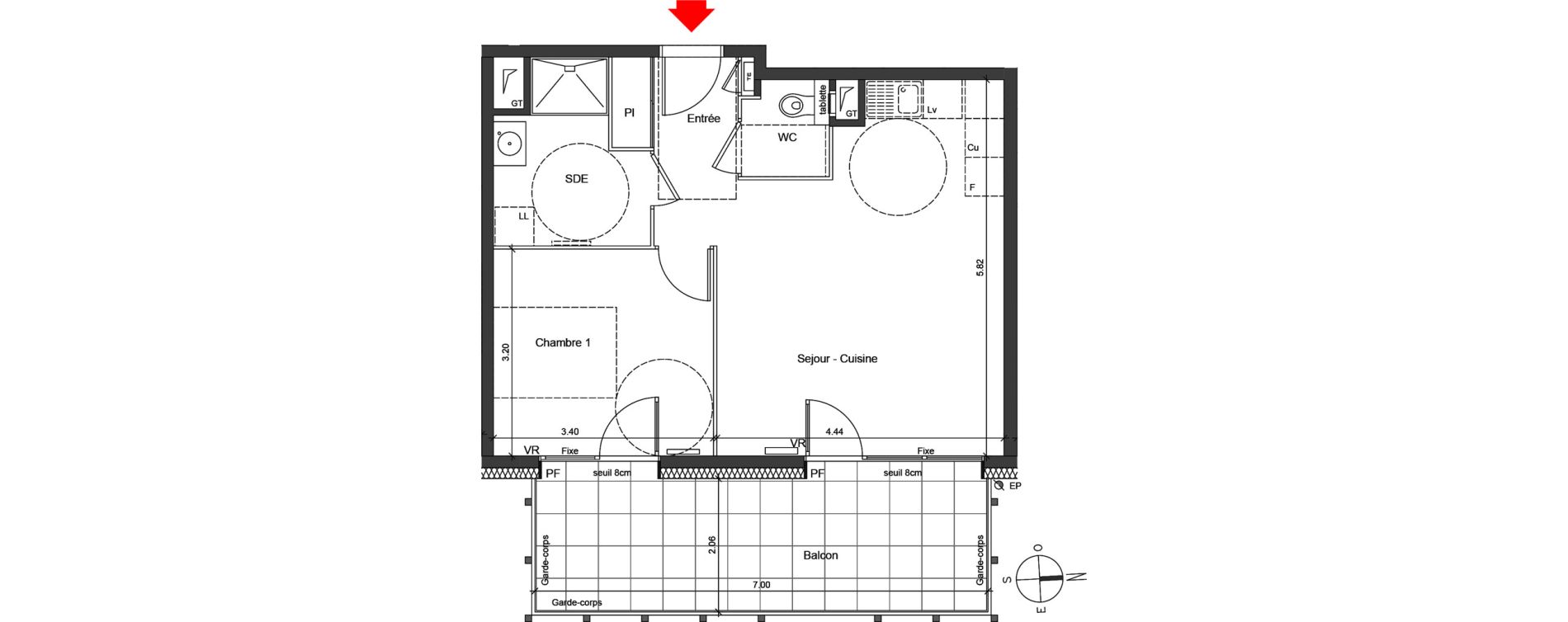 Appartement T2 de 45,32 m2 &agrave; Grenoble Berriat