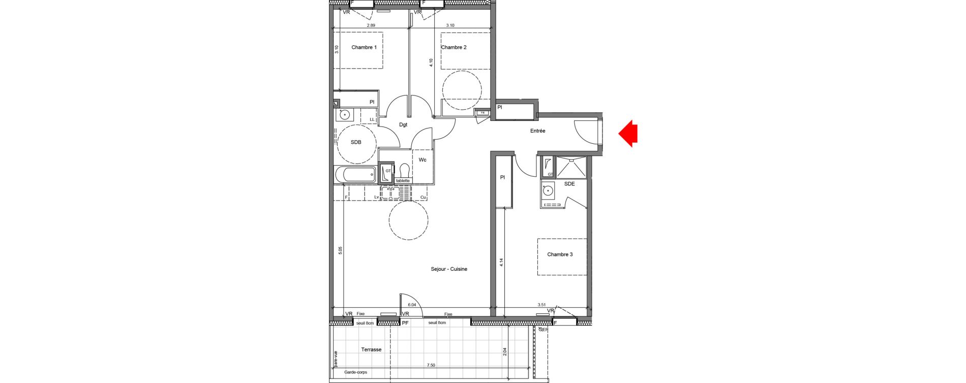 Appartement T4 de 96,02 m2 &agrave; Grenoble Berriat