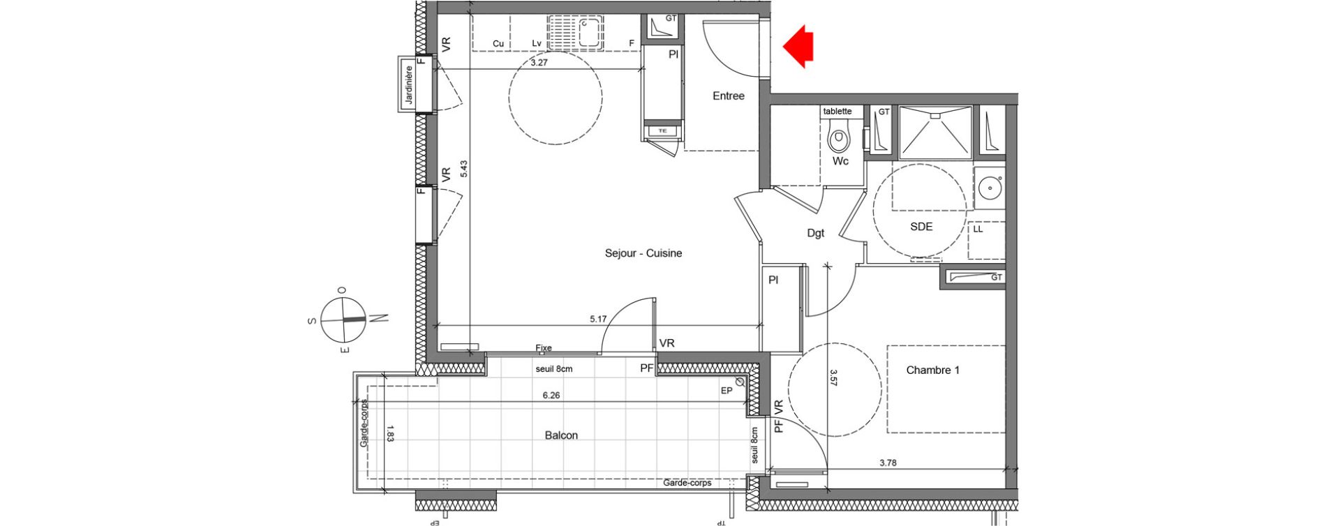 Appartement T2 de 49,07 m2 &agrave; Grenoble Berriat