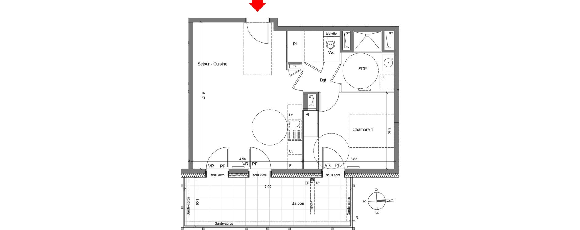 Appartement T2 de 47,64 m2 &agrave; Grenoble Berriat