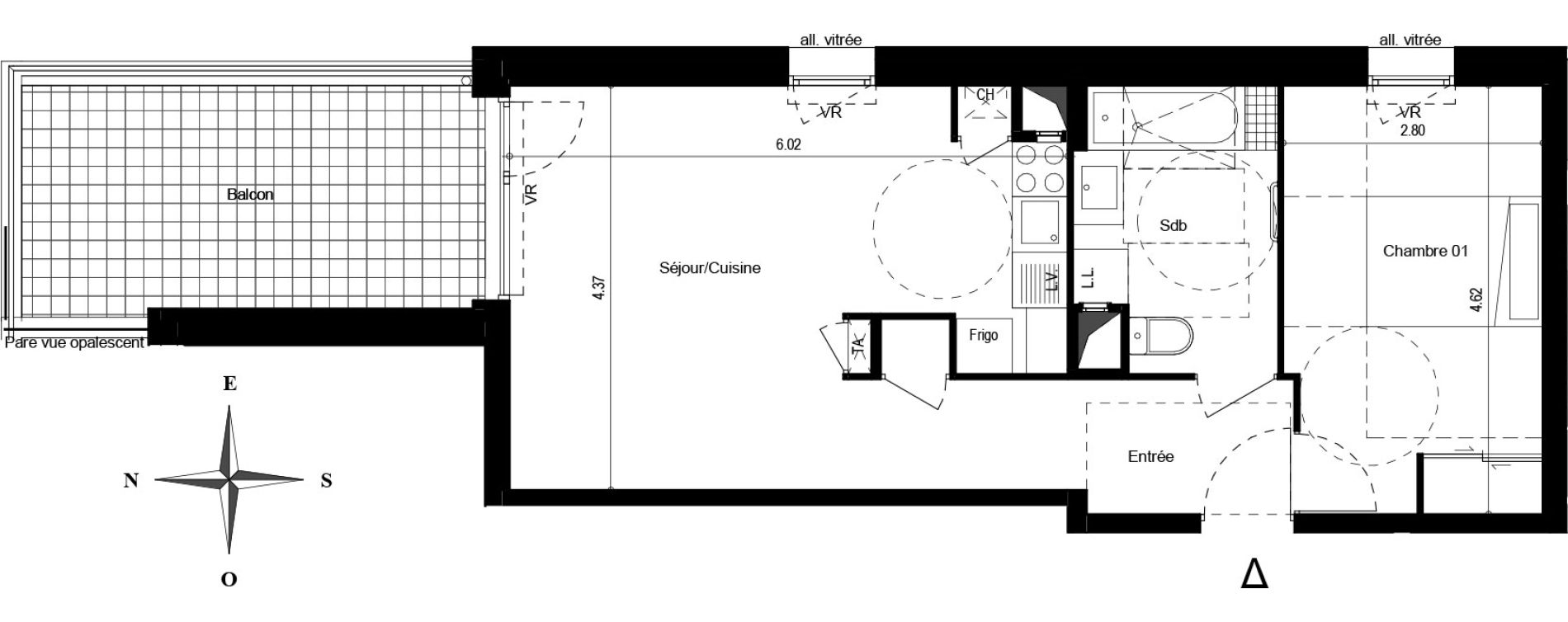 Appartement T2 de 48,01 m2 &agrave; Grenoble Abbaye jouhaux
