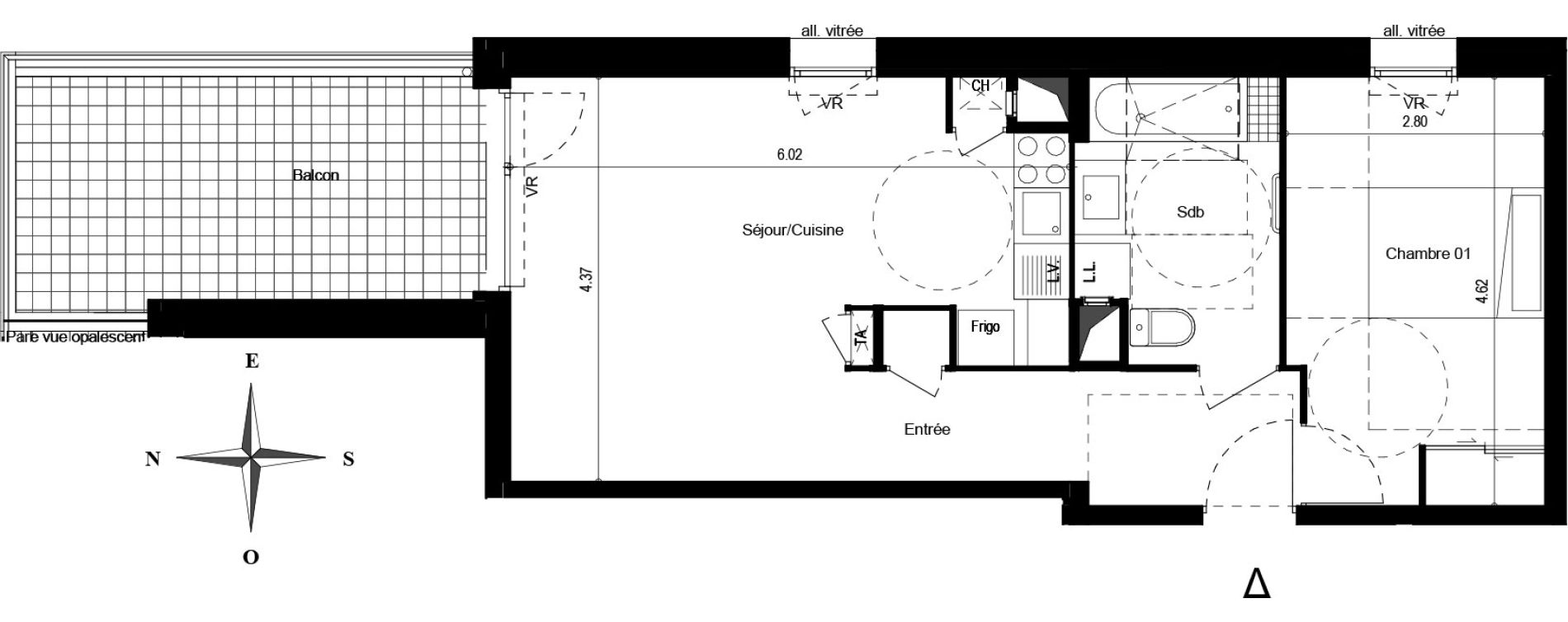 Appartement T2 de 48,00 m2 &agrave; Grenoble Abbaye jouhaux