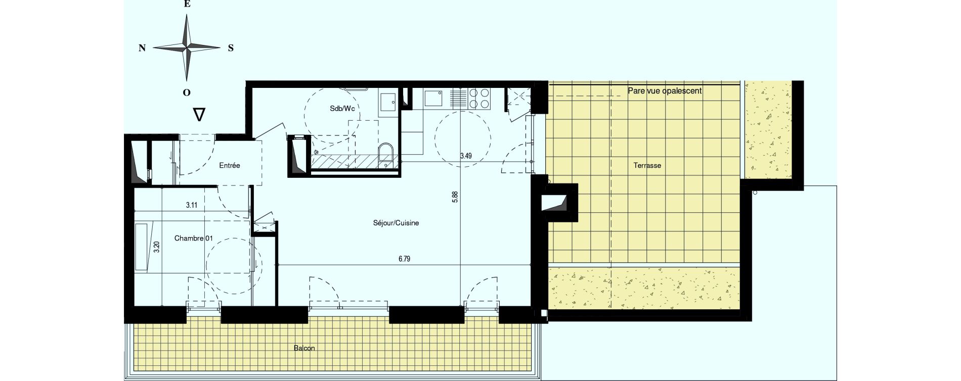 Appartement T2 de 55,36 m2 &agrave; Grenoble Abbaye jouhaux