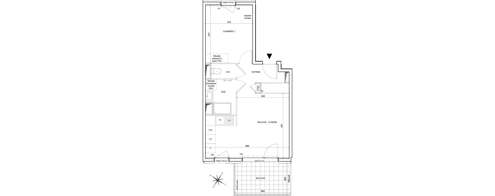 Appartement T2 de 43,44 m2 &agrave; Grenoble Poterne