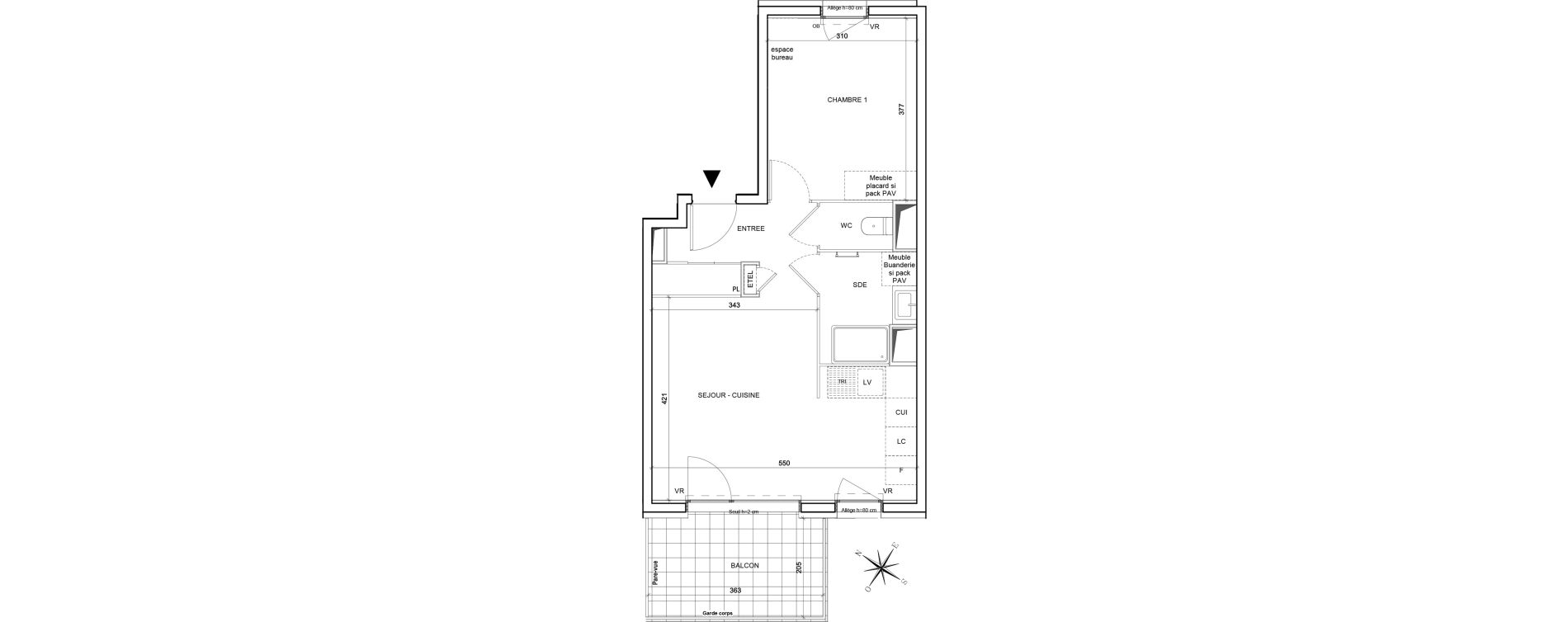 Appartement T2 de 43,26 m2 &agrave; Grenoble Poterne