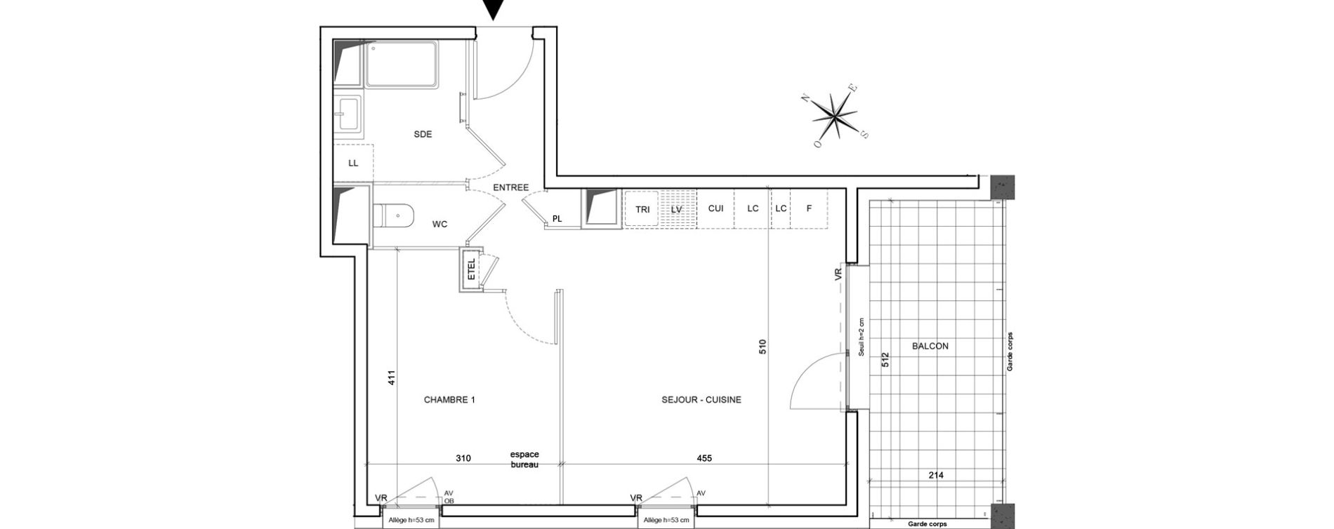 Appartement T2 de 45,56 m2 &agrave; Grenoble Poterne