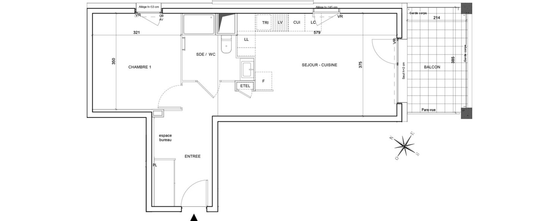 Appartement T2 de 46,28 m2 &agrave; Grenoble Poterne