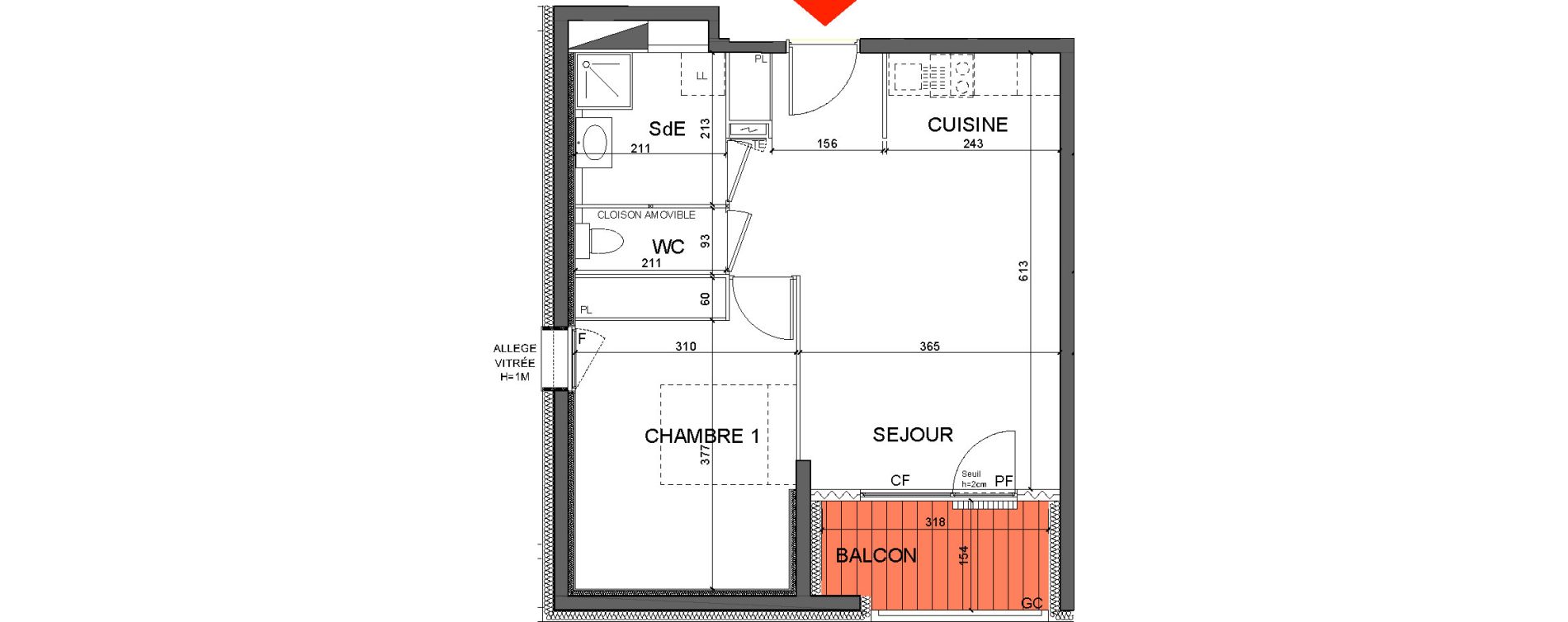 Appartement T2 de 46,00 m2 &agrave; Grenoble Presqu ile