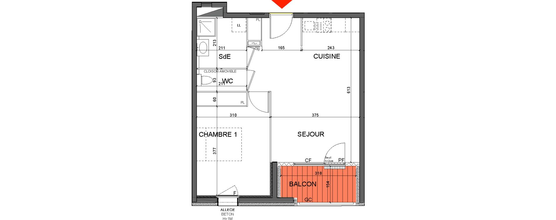Appartement T2 de 46,80 m2 &agrave; Grenoble Presqu ile