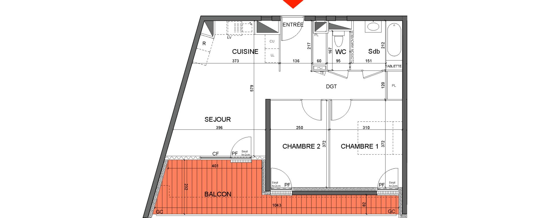 Appartement T3 de 59,28 m2 &agrave; Grenoble Presqu ile