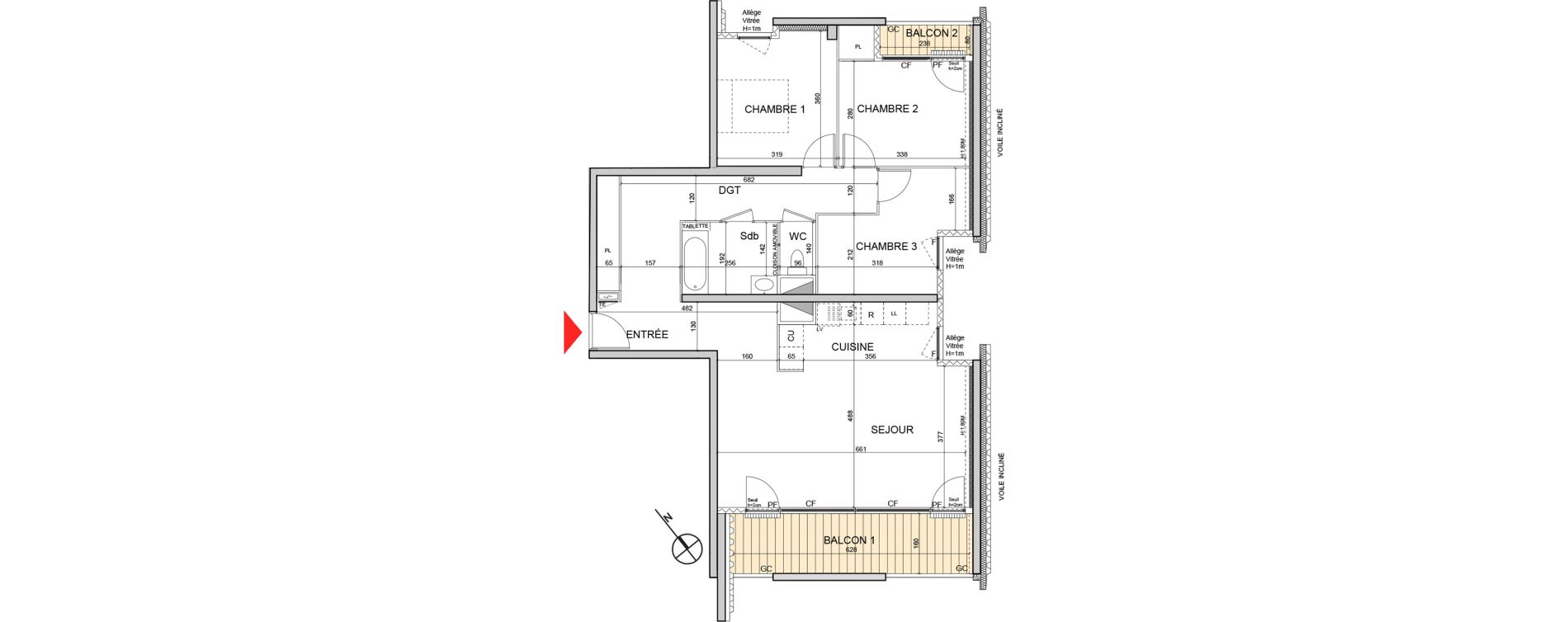 Appartement T4 de 92,10 m2 &agrave; Grenoble Presqu ile