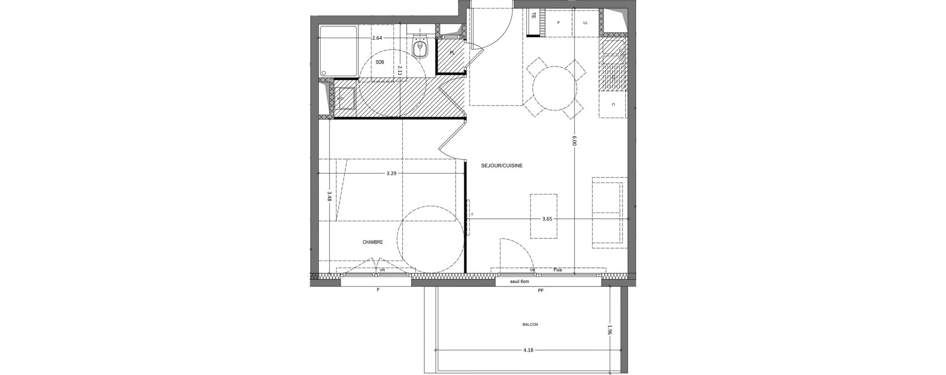 Appartement T2 de 39,10 m2 &agrave; Grenoble Lib&eacute;ration