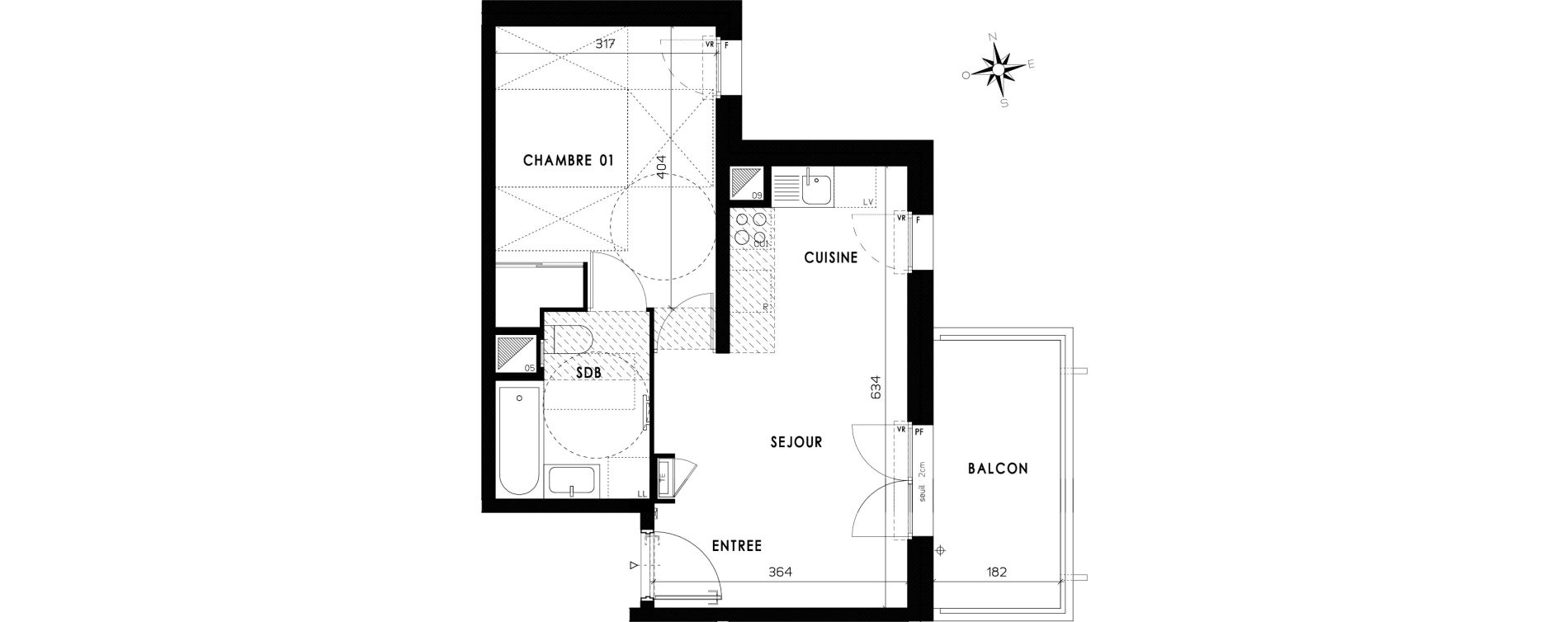Appartement T2 de 38,39 m2 &agrave; Grenoble Mistral - bachelard