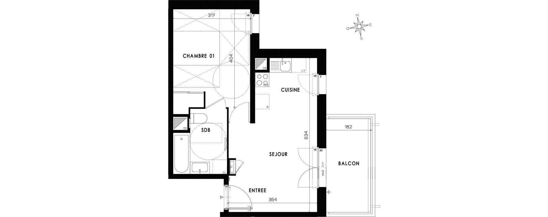Appartement T2 de 38,39 m2 &agrave; Grenoble Mistral - bachelard
