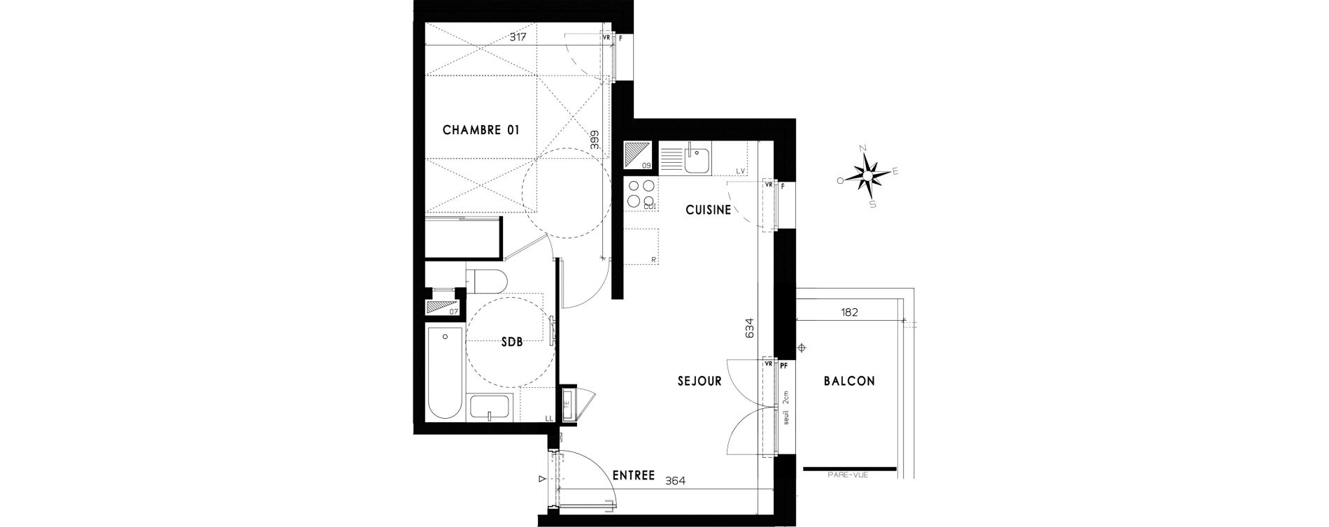 Appartement T2 de 38,48 m2 &agrave; Grenoble Mistral - bachelard