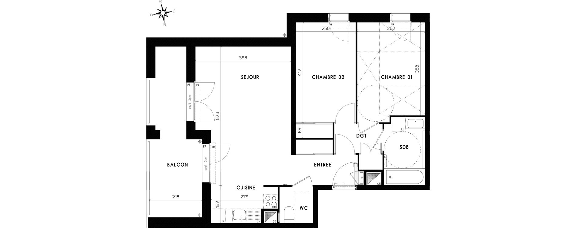 Appartement T3 de 62,78 m2 &agrave; Grenoble Mistral - bachelard