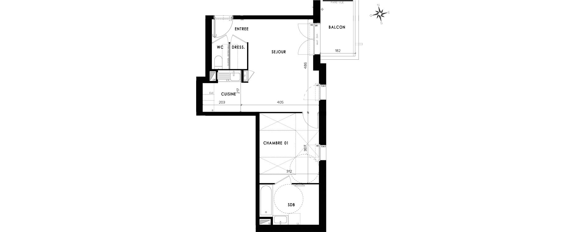 Appartement T2 de 44,19 m2 &agrave; Grenoble Mistral - bachelard
