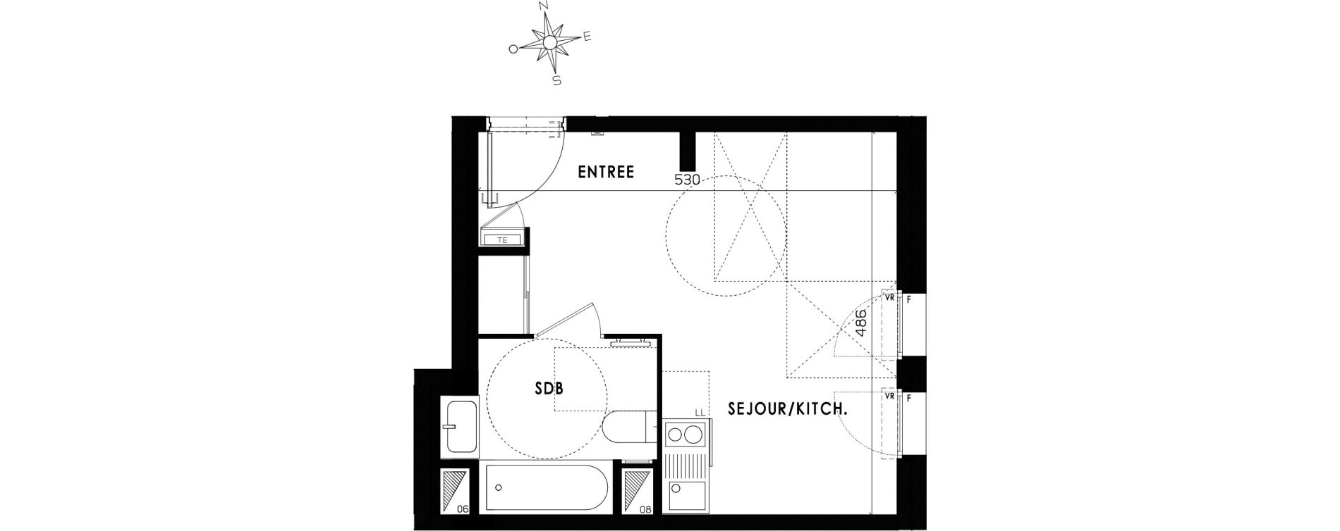 Studio de 25,22 m2 &agrave; Grenoble Mistral - bachelard