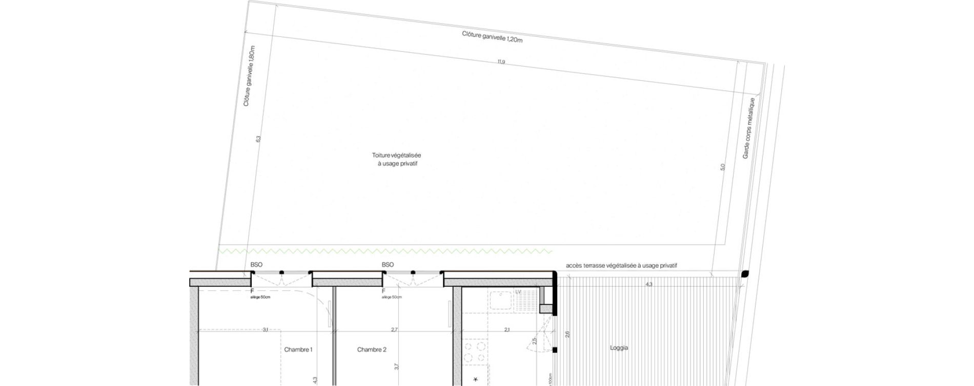 Appartement T3 de 67,70 m2 &agrave; Grenoble Chatelet