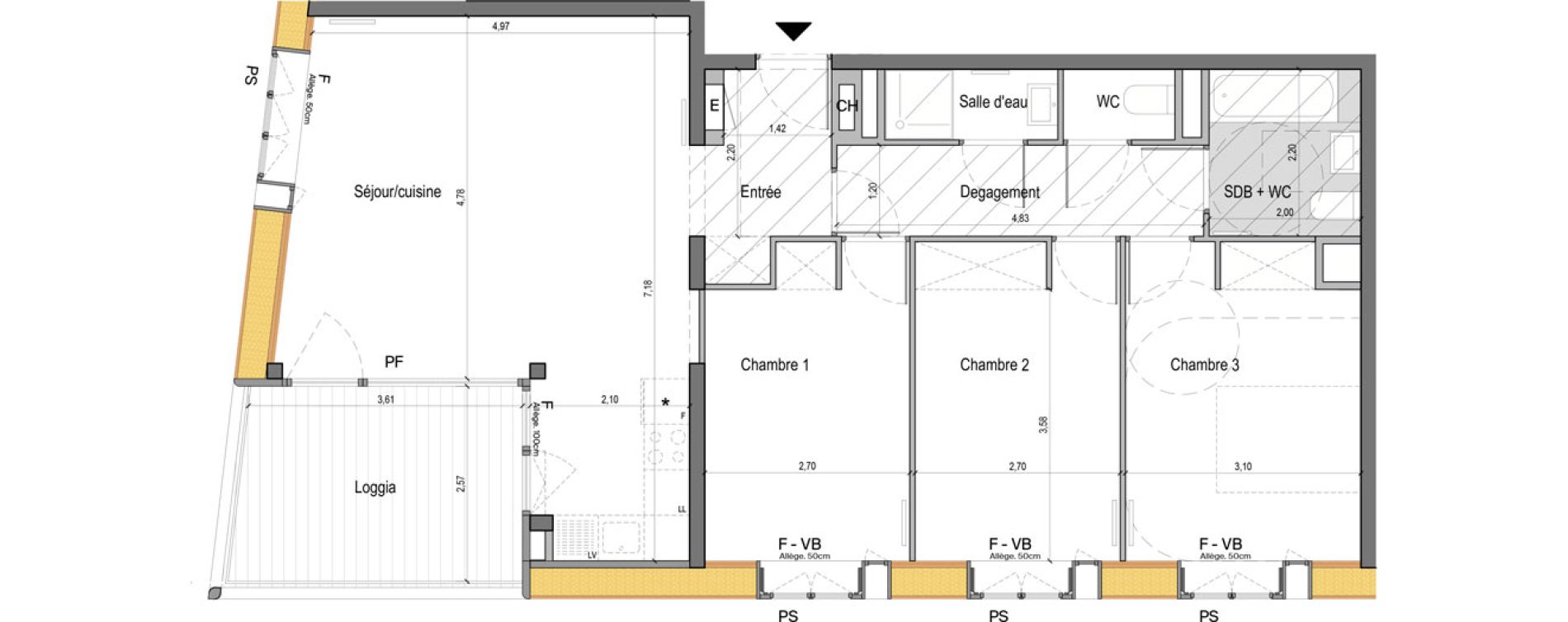 Appartement T4 de 82,40 m2 &agrave; Grenoble Chatelet