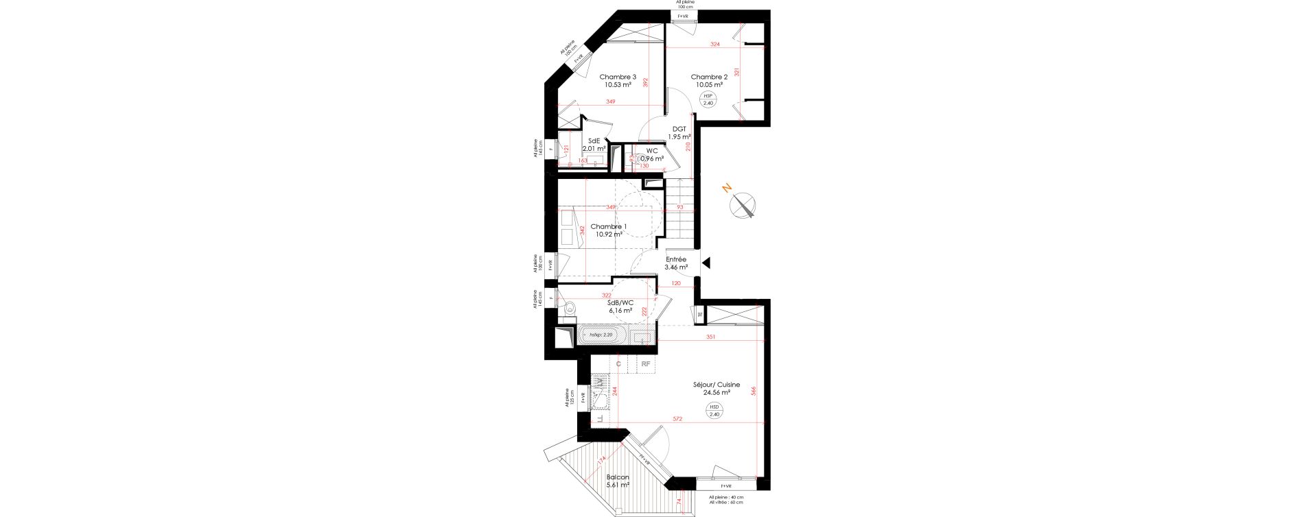 Appartement T4 de 70,60 m2 &agrave; Huez Centre