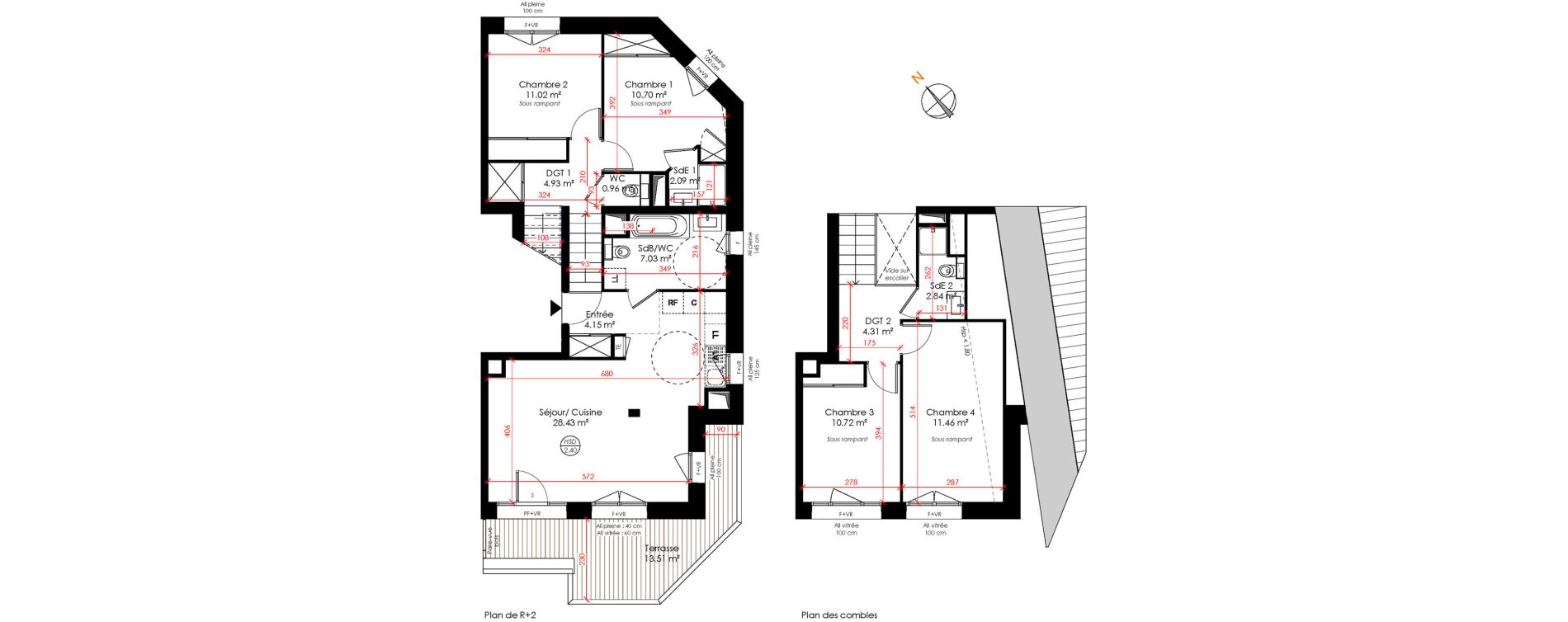 Duplex T5 de 98,64 m2 &agrave; Huez Centre