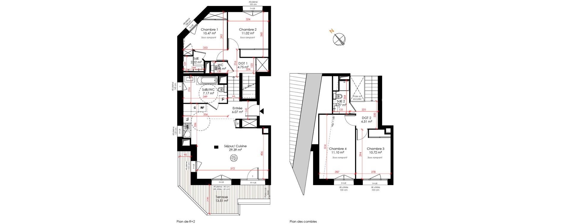 Duplex T5 de 100,75 m2 &agrave; Huez Centre