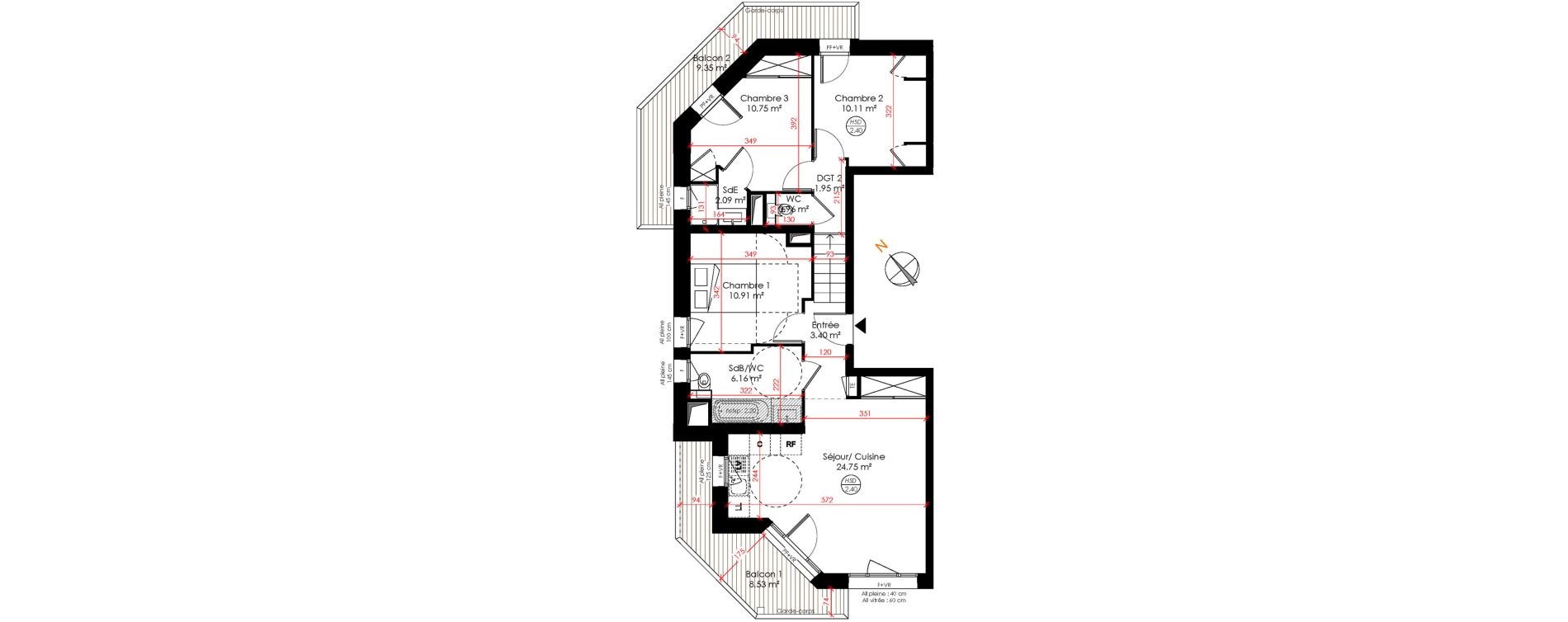 Appartement T4 de 71,08 m2 &agrave; Huez Centre