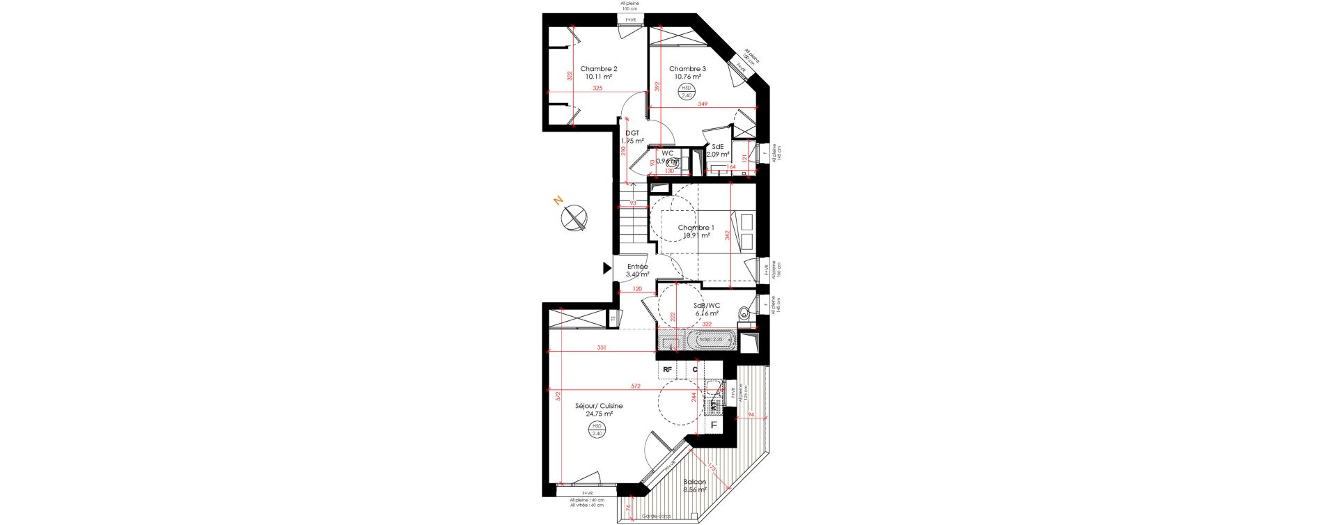 Appartement T4 de 71,09 m2 &agrave; Huez Centre