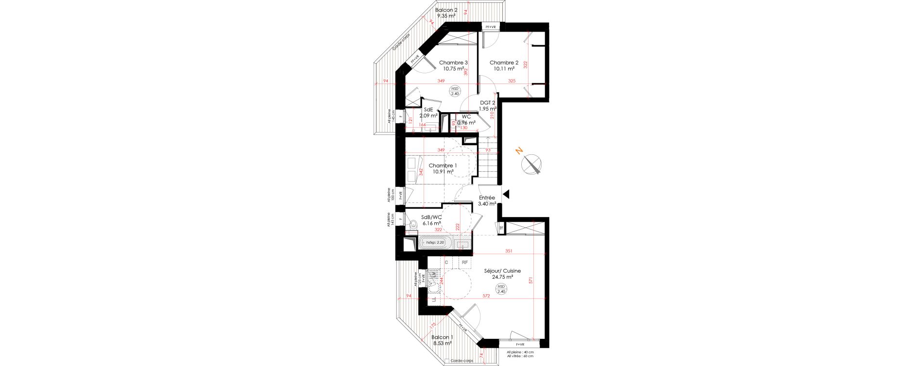 Appartement T4 de 71,08 m2 &agrave; Huez Centre