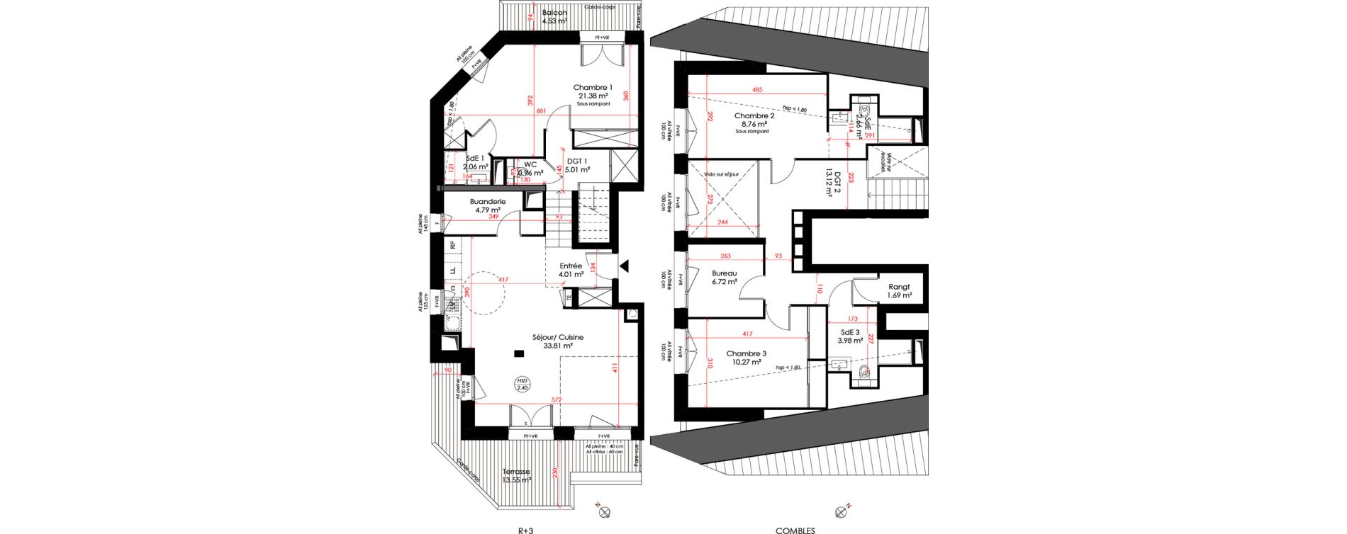 Duplex T4 bis de 119,22 m2 &agrave; Huez Centre