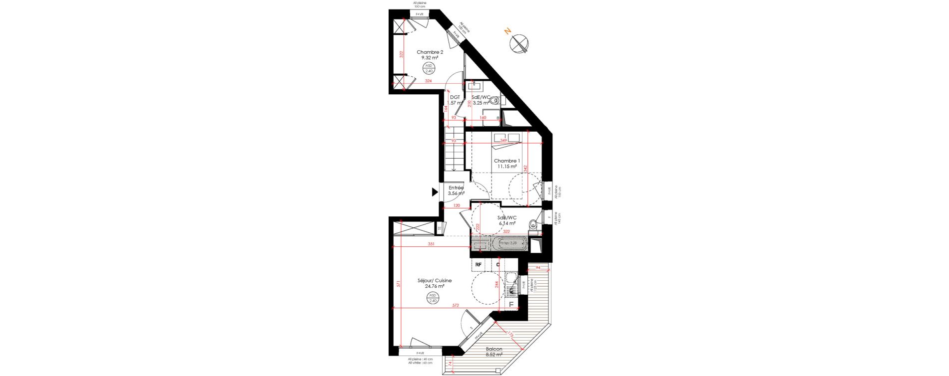 Appartement T3 de 59,75 m2 &agrave; Huez Centre