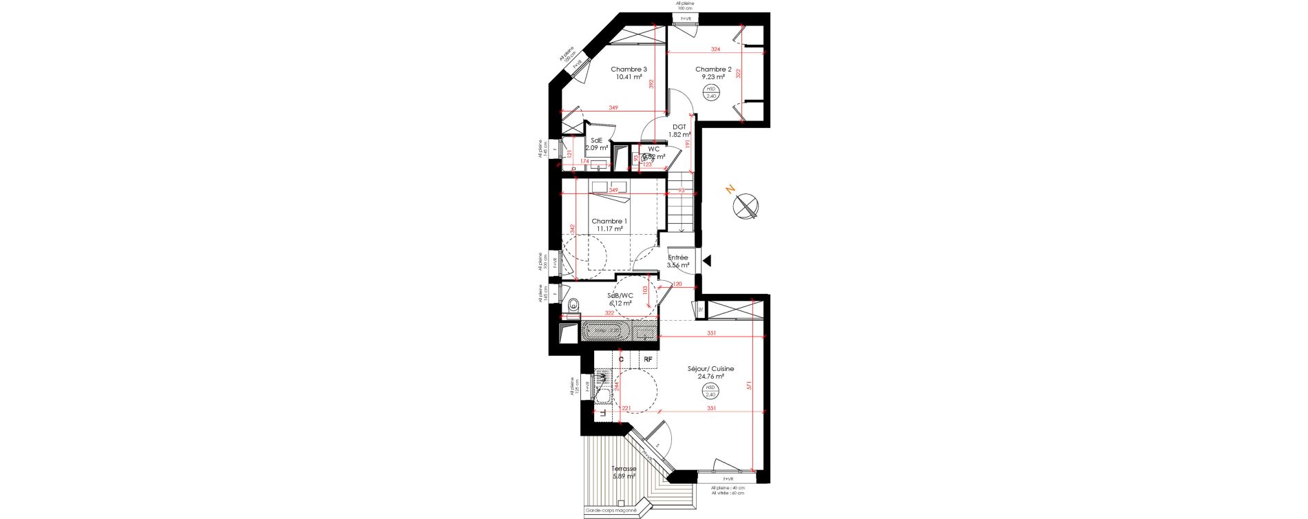 Appartement T4 de 70,58 m2 &agrave; Huez Centre