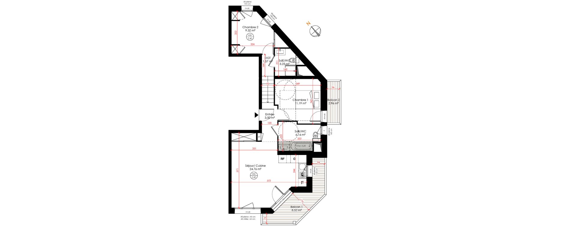 Appartement T3 de 59,75 m2 &agrave; Huez Centre