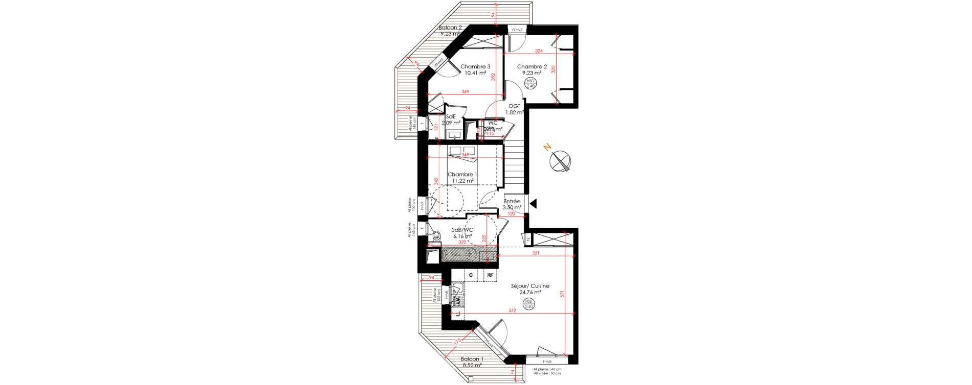 Appartement T4 de 70,01 m2 &agrave; Huez Centre