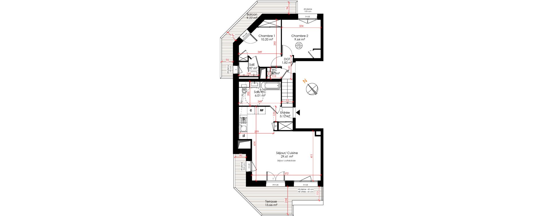 Appartement T3 de 63,19 m2 &agrave; Huez Centre