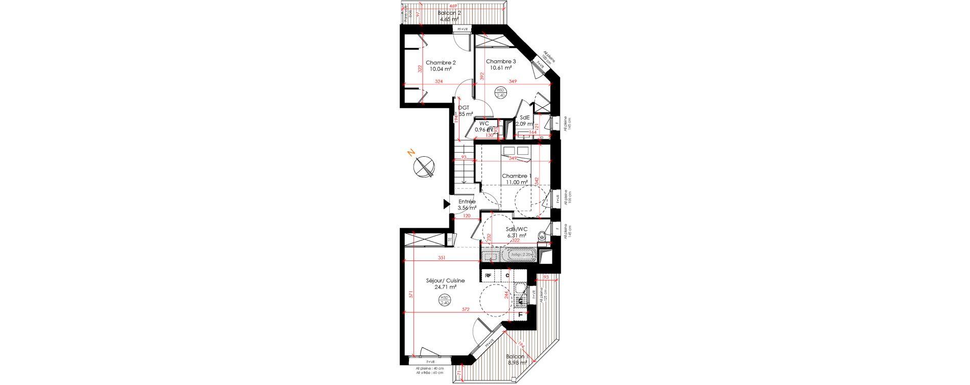 Appartement T4 de 71,13 m2 &agrave; Huez Centre