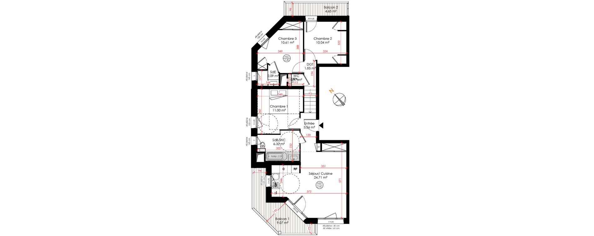 Appartement T4 de 70,85 m2 &agrave; Huez Centre