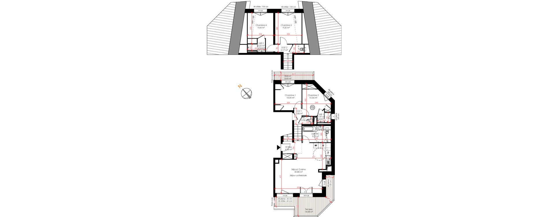 Duplex T5 de 89,77 m2 &agrave; Huez Centre