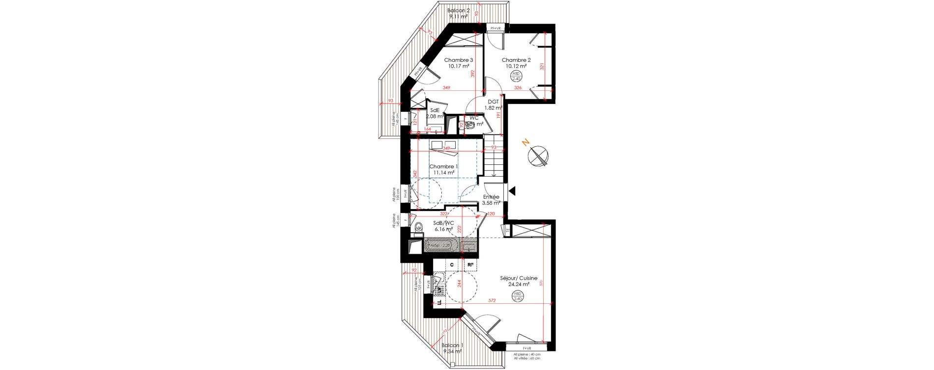 Appartement T4 de 70,12 m2 &agrave; Huez Centre