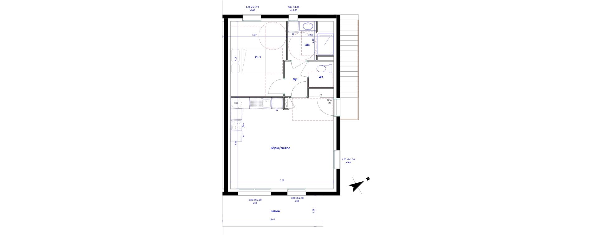 Appartement T2 de 48,36 m2 &agrave; Jarrie Centre